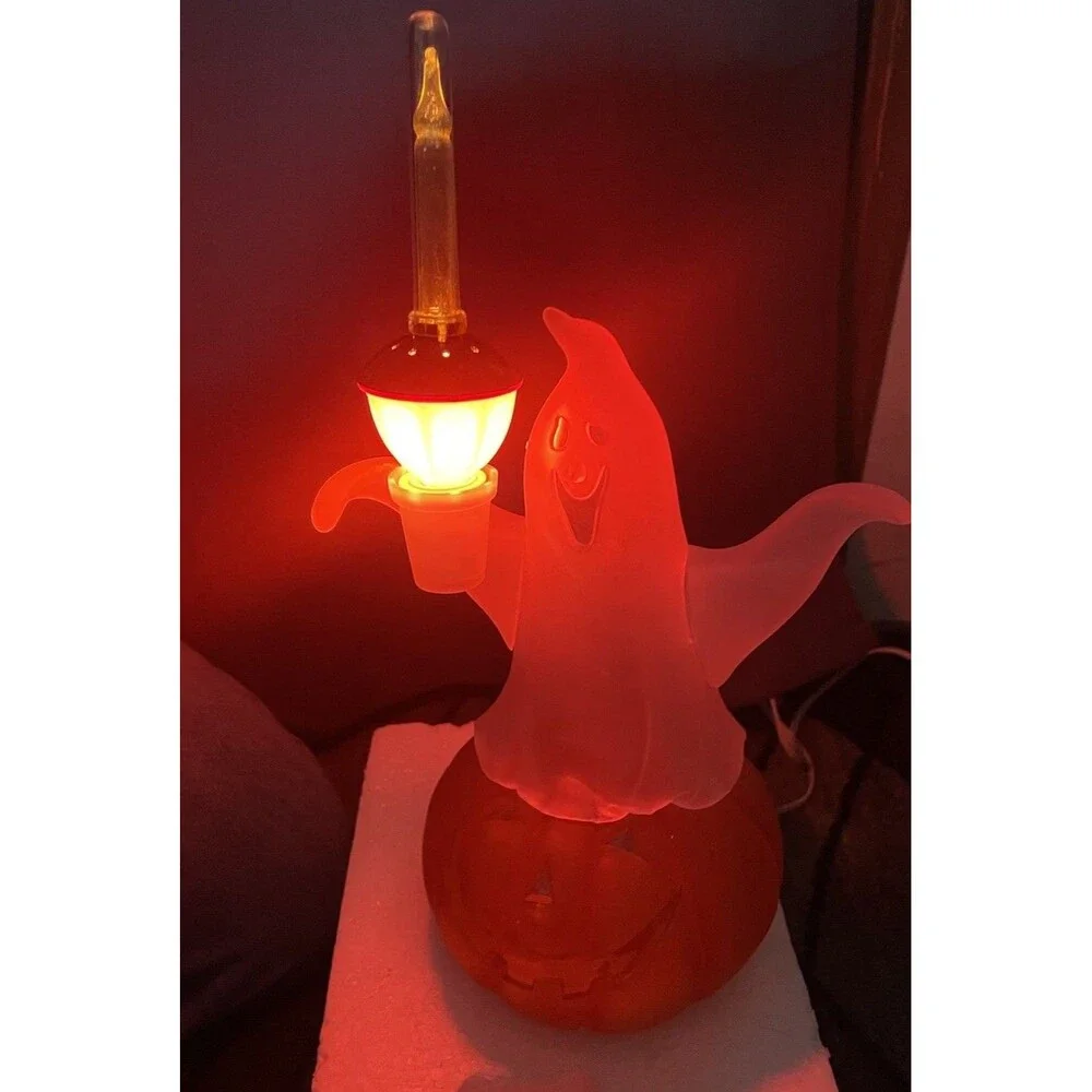 Halloween JCPenny Acrylic Light Up Ghost on Pumpkin Decoration